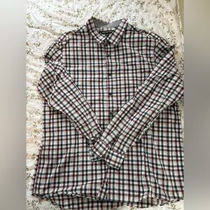 Men's Micheal Kors Plaid Shirt - Black, White, and Brown